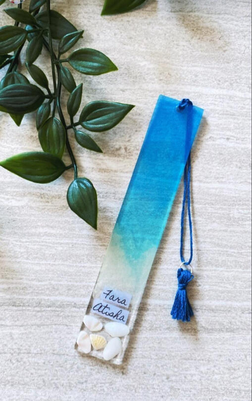 Ocean theme with real hand-picked seashells from the beach.